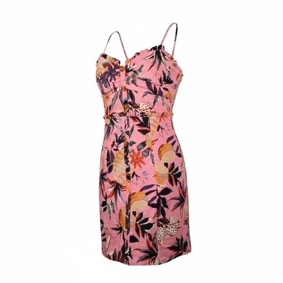Farm Rio Pink Pineapple Mini Dress Women's Medium Tropical Beach Resortwear - Picture 2 of 10